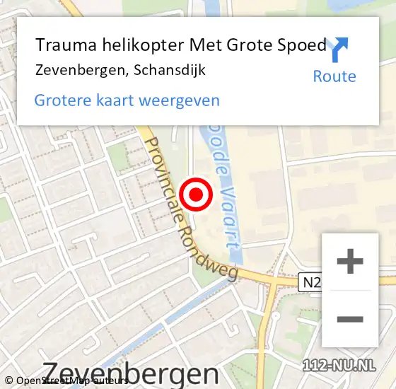Locatie op kaart van de 112 melding: Trauma helikopter Met Grote Spoed Naar Zevenbergen, Schansdijk op 3 augustus 2023 22:37
