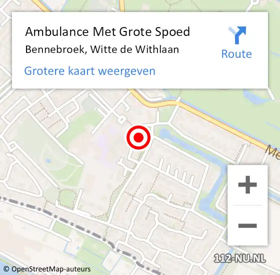 Locatie op kaart van de 112 melding: Ambulance Met Grote Spoed Naar Bennebroek, Witte de Withlaan op 3 augustus 2023 22:38