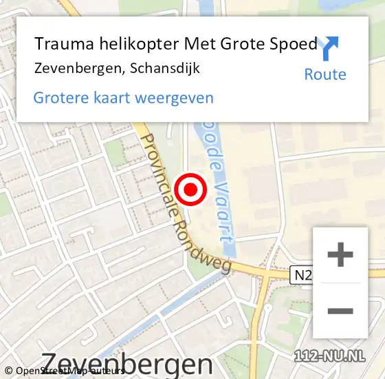 Locatie op kaart van de 112 melding: Trauma helikopter Met Grote Spoed Naar Zevenbergen, Schansdijk op 3 augustus 2023 22:40