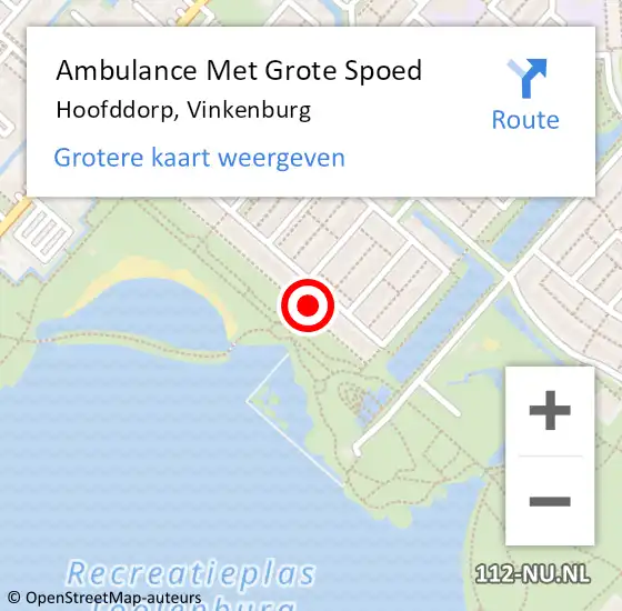 Locatie op kaart van de 112 melding: Ambulance Met Grote Spoed Naar Hoofddorp, Vinkenburg op 3 augustus 2023 22:53