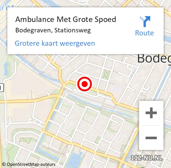 Locatie op kaart van de 112 melding: Ambulance Met Grote Spoed Naar Bodegraven, Stationsweg op 3 augustus 2023 23:19