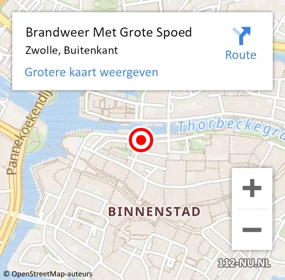 Locatie op kaart van de 112 melding: Brandweer Met Grote Spoed Naar Zwolle, Buitenkant op 3 augustus 2023 23:39