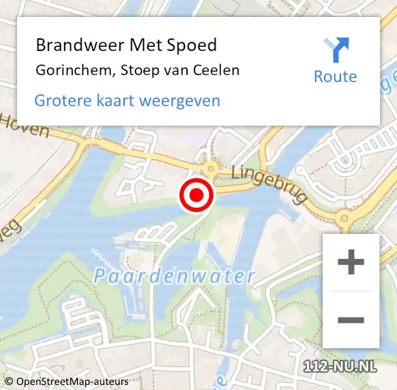 Locatie op kaart van de 112 melding: Brandweer Met Spoed Naar Gorinchem, Stoep van Ceelen op 4 augustus 2023 00:54