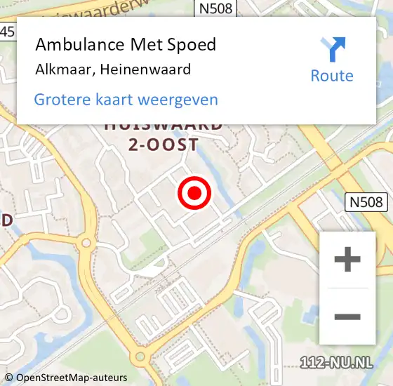 Locatie op kaart van de 112 melding: Ambulance Met Spoed Naar Alkmaar, Heinenwaard op 4 augustus 2023 01:27