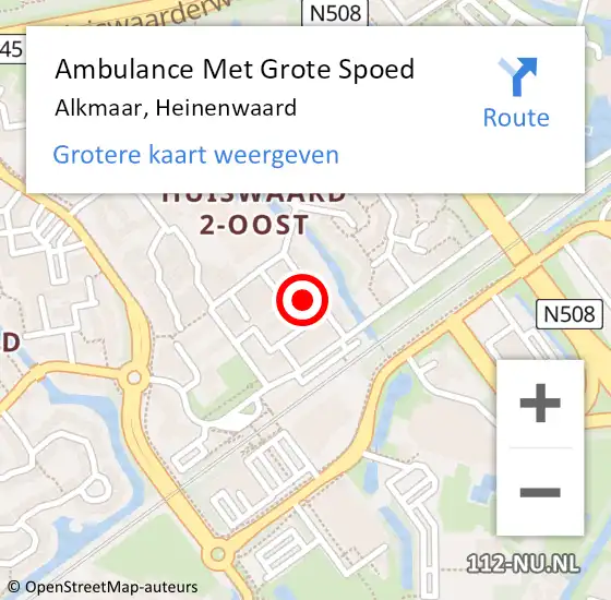 Locatie op kaart van de 112 melding: Ambulance Met Grote Spoed Naar Alkmaar, Heinenwaard op 4 augustus 2023 01:28