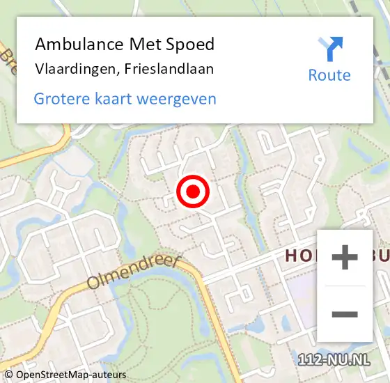 Locatie op kaart van de 112 melding: Ambulance Met Spoed Naar Vlaardingen, Frieslandlaan op 4 augustus 2023 01:29