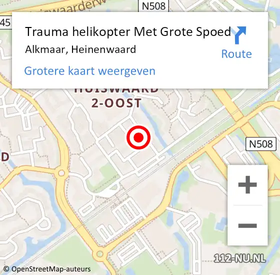 Locatie op kaart van de 112 melding: Trauma helikopter Met Grote Spoed Naar Alkmaar, Heinenwaard op 4 augustus 2023 01:29