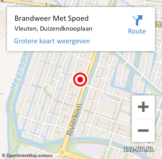 Locatie op kaart van de 112 melding: Brandweer Met Spoed Naar Vleuten, Duizendknooplaan op 4 augustus 2023 02:25