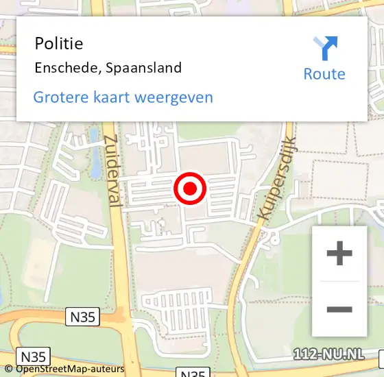 Locatie op kaart van de 112 melding: Politie Enschede, Spaansland op 4 augustus 2023 02:47
