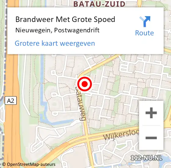 Locatie op kaart van de 112 melding: Brandweer Met Grote Spoed Naar Nieuwegein, Postwagendrift op 4 augustus 2023 03:30