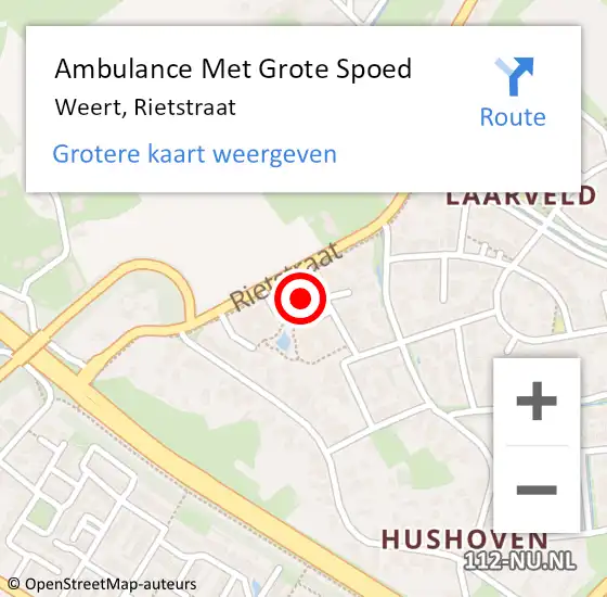 Locatie op kaart van de 112 melding: Ambulance Met Grote Spoed Naar Weert, Rietstraat op 4 augustus 2023 03:39