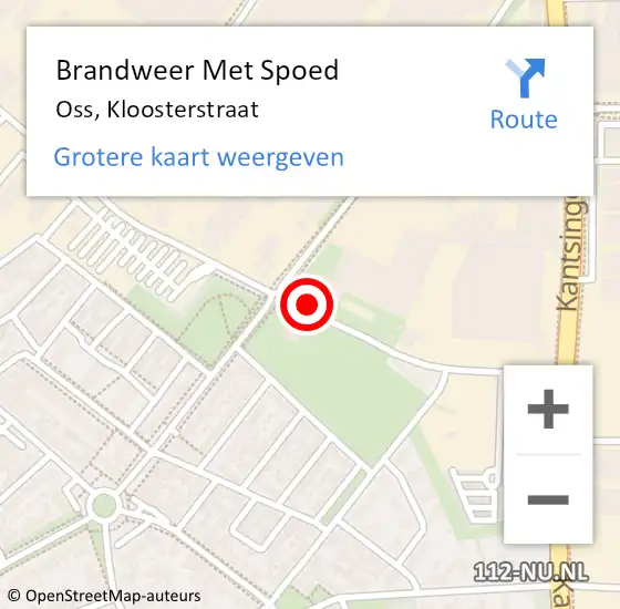 Locatie op kaart van de 112 melding: Brandweer Met Spoed Naar Oss, Kloosterstraat op 4 augustus 2023 04:09