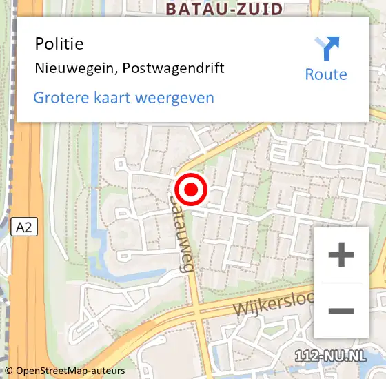 Locatie op kaart van de 112 melding: Politie Nieuwegein, Postwagendrift op 4 augustus 2023 04:12