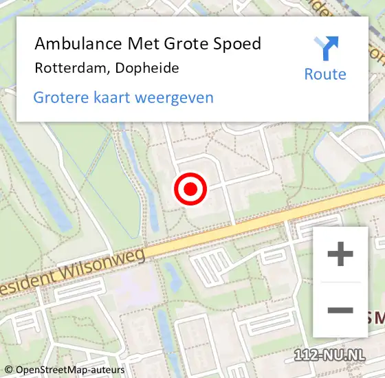 Locatie op kaart van de 112 melding: Ambulance Met Grote Spoed Naar Rotterdam, Dopheide op 4 augustus 2023 04:14