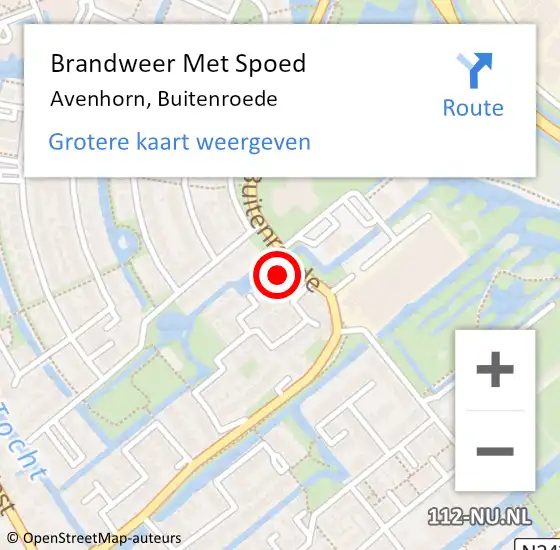 Locatie op kaart van de 112 melding: Brandweer Met Spoed Naar Avenhorn, Buitenroede op 4 augustus 2023 05:43