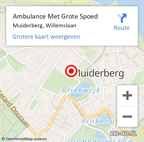 Locatie op kaart van de 112 melding: Ambulance Met Grote Spoed Naar Muiderberg, Willemslaan op 3 september 2014 20:14