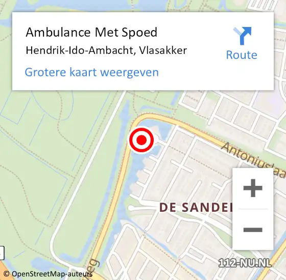 Locatie op kaart van de 112 melding: Ambulance Met Spoed Naar Hendrik-Ido-Ambacht, Vlasakker op 4 augustus 2023 08:06