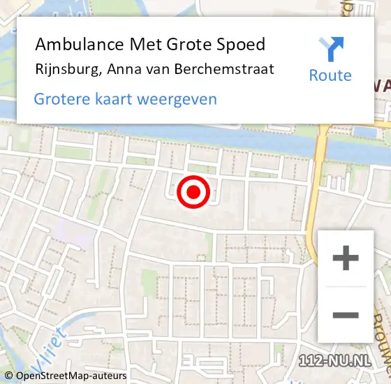 Locatie op kaart van de 112 melding: Ambulance Met Grote Spoed Naar Rijnsburg, Anna van Berchemstraat op 4 augustus 2023 08:35