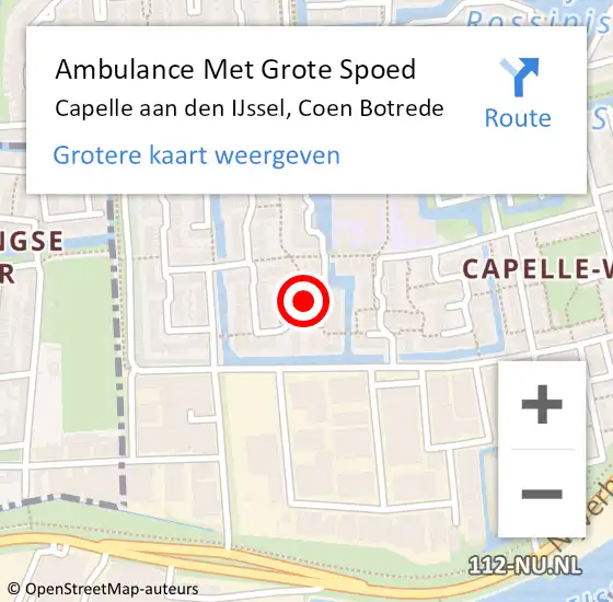 Locatie op kaart van de 112 melding: Ambulance Met Grote Spoed Naar Capelle aan den IJssel, Coen Botrede op 4 augustus 2023 09:15