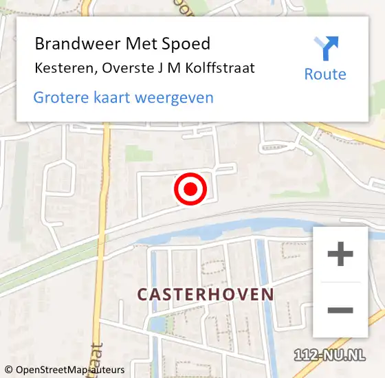 Locatie op kaart van de 112 melding: Brandweer Met Spoed Naar Kesteren, Overste J M Kolffstraat op 4 augustus 2023 09:39