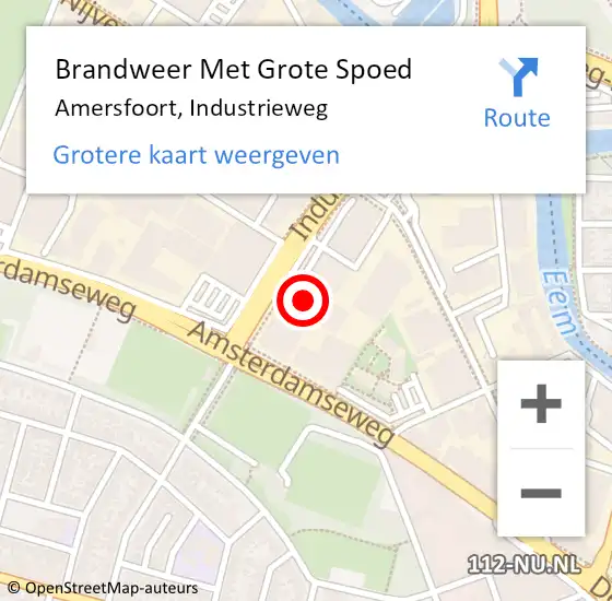 Locatie op kaart van de 112 melding: Brandweer Met Grote Spoed Naar Amersfoort, Industrieweg op 4 augustus 2023 09:56