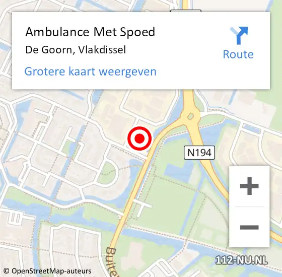 Locatie op kaart van de 112 melding: Ambulance Met Spoed Naar De Goorn, Vlakdissel op 3 september 2014 20:34
