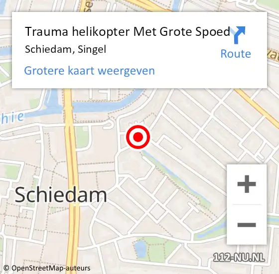 Locatie op kaart van de 112 melding: Trauma helikopter Met Grote Spoed Naar Schiedam, Singel op 4 augustus 2023 10:14