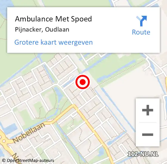 Locatie op kaart van de 112 melding: Ambulance Met Spoed Naar Pijnacker, Oudlaan op 4 augustus 2023 10:27