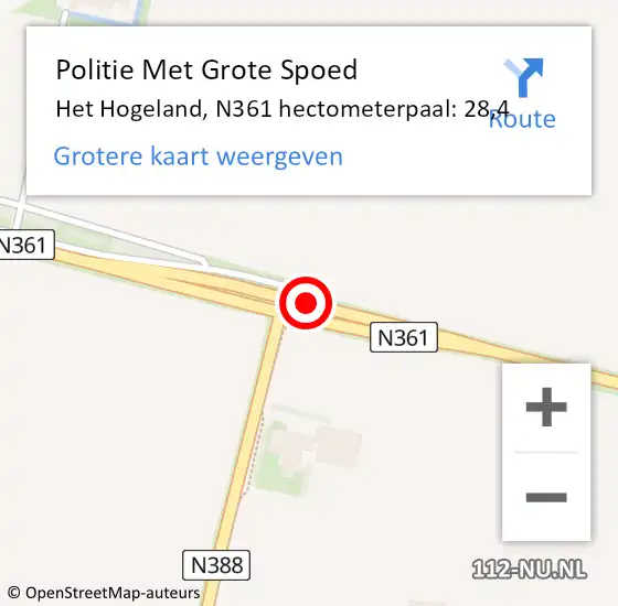 Locatie op kaart van de 112 melding: Politie Met Grote Spoed Naar Het Hogeland, N361 hectometerpaal: 28,4 op 4 augustus 2023 10:28