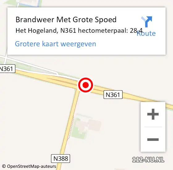 Locatie op kaart van de 112 melding: Brandweer Met Grote Spoed Naar Het Hogeland, N361 hectometerpaal: 28,4 op 4 augustus 2023 10:28