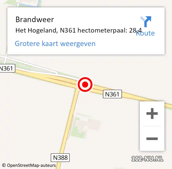 Locatie op kaart van de 112 melding: Brandweer Het Hogeland, N361 hectometerpaal: 28,4 op 4 augustus 2023 10:32