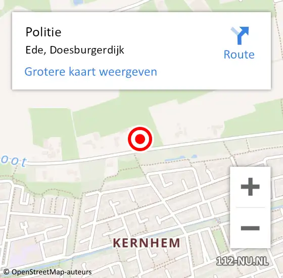 Locatie op kaart van de 112 melding: Politie Ede, Doesburgerdijk op 4 augustus 2023 11:12