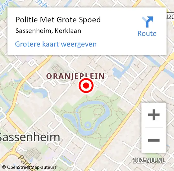 Locatie op kaart van de 112 melding: Politie Met Grote Spoed Naar Sassenheim, Kerklaan op 4 augustus 2023 11:19