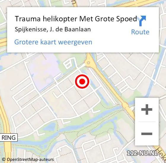 Locatie op kaart van de 112 melding: Trauma helikopter Met Grote Spoed Naar Spijkenisse, J. de Baanlaan op 4 augustus 2023 11:21