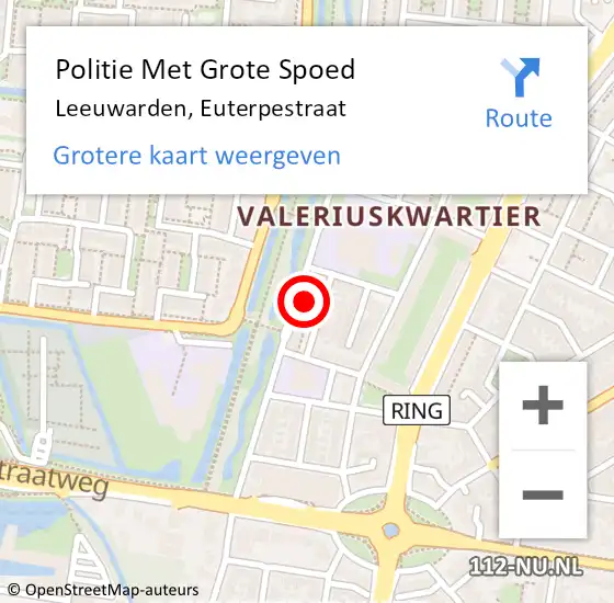 Locatie op kaart van de 112 melding: Politie Met Grote Spoed Naar Leeuwarden, Euterpestraat op 4 augustus 2023 11:29