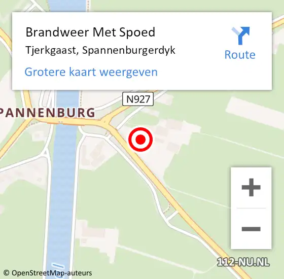 Locatie op kaart van de 112 melding: Brandweer Met Spoed Naar Tjerkgaast, Spannenburgerdyk op 3 september 2014 20:51