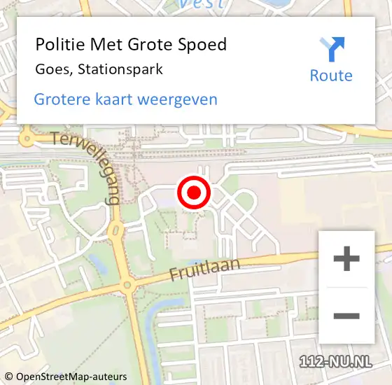 Locatie op kaart van de 112 melding: Politie Met Grote Spoed Naar Goes, Stationspark op 4 augustus 2023 11:53