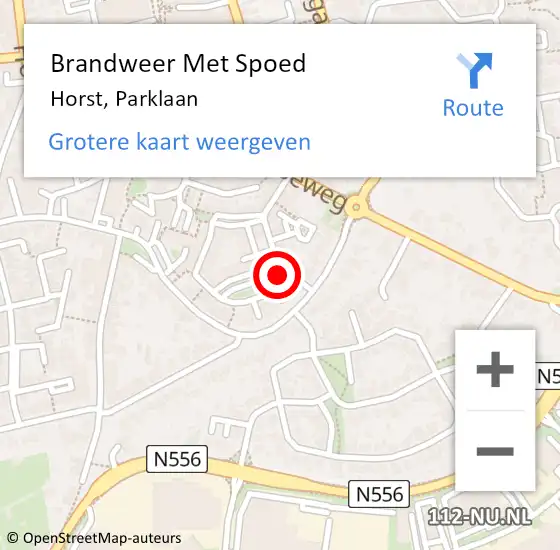 Locatie op kaart van de 112 melding: Brandweer Met Spoed Naar Horst, Parklaan op 4 augustus 2023 12:01