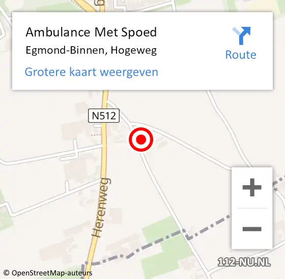 Locatie op kaart van de 112 melding: Ambulance Met Spoed Naar Egmond-Binnen, Hogeweg op 4 augustus 2023 12:04