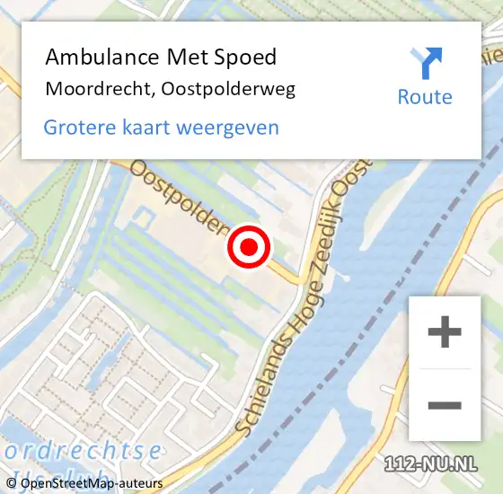 Locatie op kaart van de 112 melding: Ambulance Met Spoed Naar Moordrecht, Oostpolderweg op 4 augustus 2023 12:06