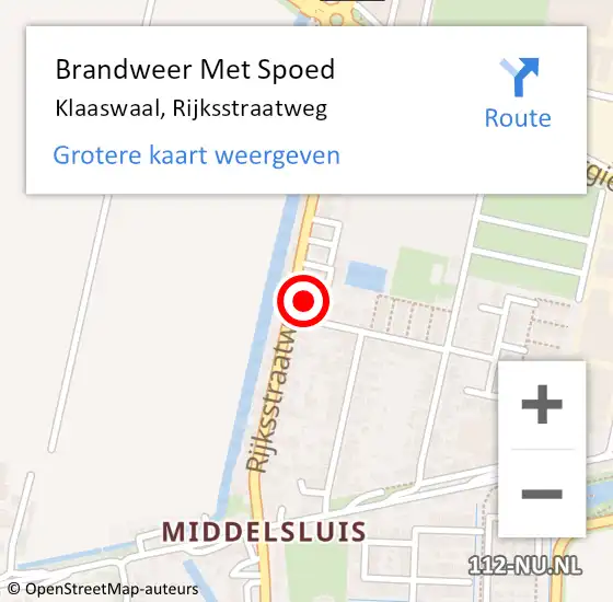 Locatie op kaart van de 112 melding: Brandweer Met Spoed Naar Klaaswaal, Rijksstraatweg op 4 augustus 2023 12:50