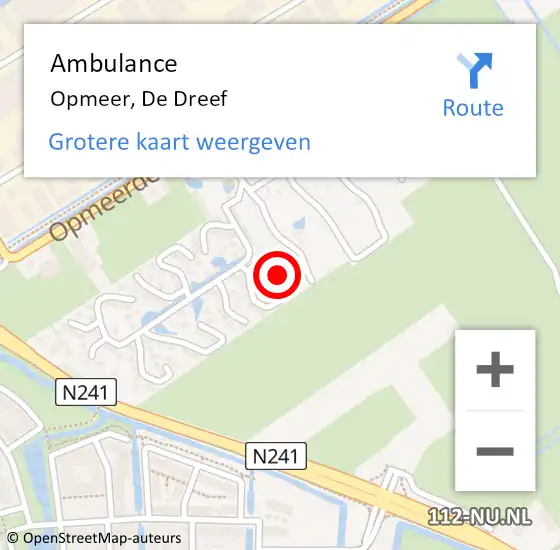 Locatie op kaart van de 112 melding: Ambulance Opmeer, De Dreef op 4 augustus 2023 12:58