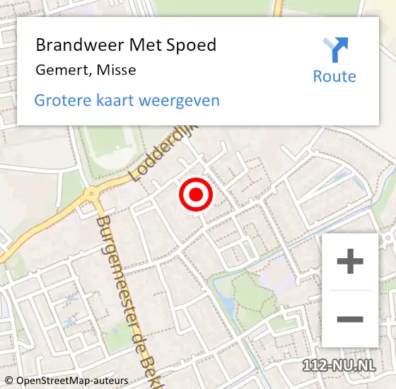 Locatie op kaart van de 112 melding: Brandweer Met Spoed Naar Gemert, Misse op 4 augustus 2023 13:22