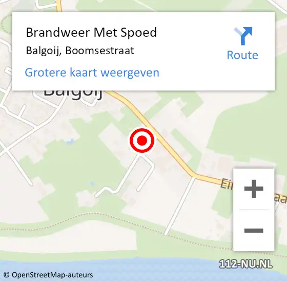 Locatie op kaart van de 112 melding: Brandweer Met Spoed Naar Balgoij, Boomsestraat op 3 september 2014 21:09