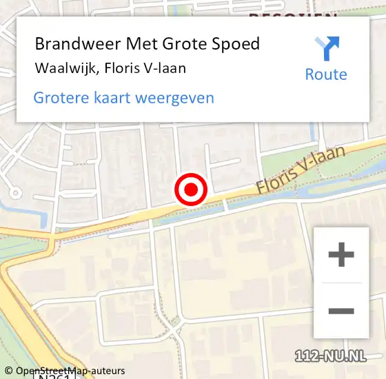 Locatie op kaart van de 112 melding: Brandweer Met Grote Spoed Naar Waalwijk, Floris V-laan op 4 augustus 2023 13:40