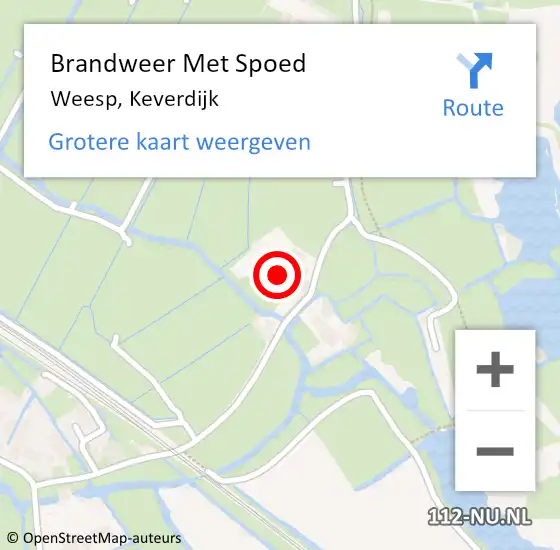 Locatie op kaart van de 112 melding: Brandweer Met Spoed Naar Weesp, Keverdijk op 4 augustus 2023 13:42