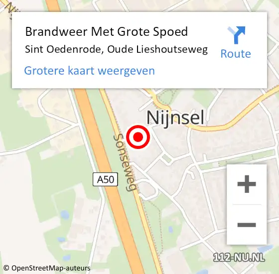 Locatie op kaart van de 112 melding: Brandweer Met Grote Spoed Naar Sint Oedenrode, Oude Lieshoutseweg op 4 augustus 2023 13:48