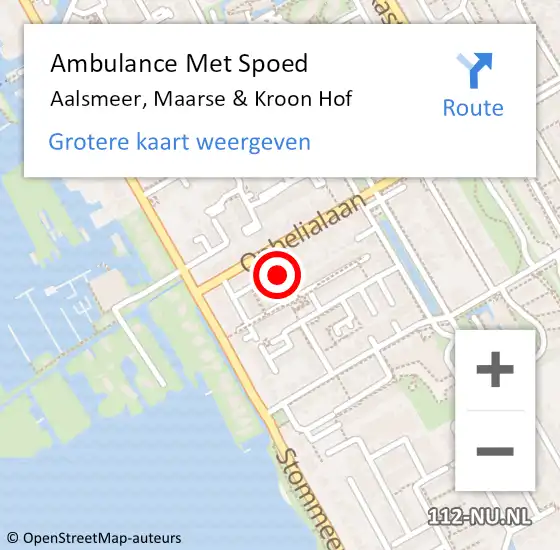 Locatie op kaart van de 112 melding: Ambulance Met Spoed Naar Aalsmeer, Maarse & Kroon Hof op 4 augustus 2023 14:05