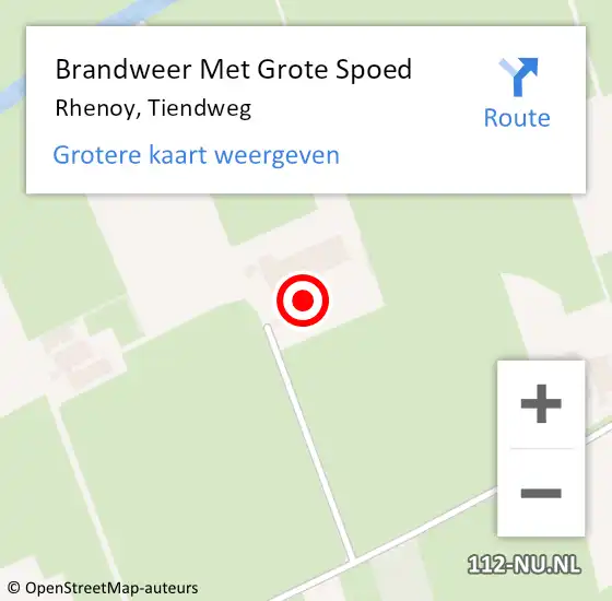 Locatie op kaart van de 112 melding: Brandweer Met Grote Spoed Naar Rhenoy, Tiendweg op 4 augustus 2023 14:13