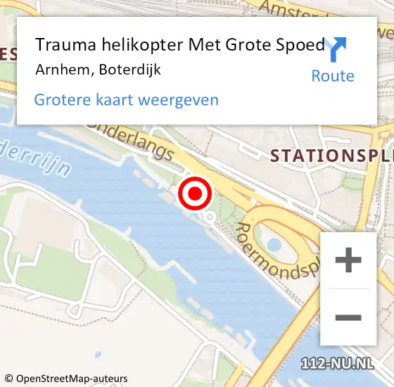 Locatie op kaart van de 112 melding: Trauma helikopter Met Grote Spoed Naar Arnhem, Boterdijk op 4 augustus 2023 14:19